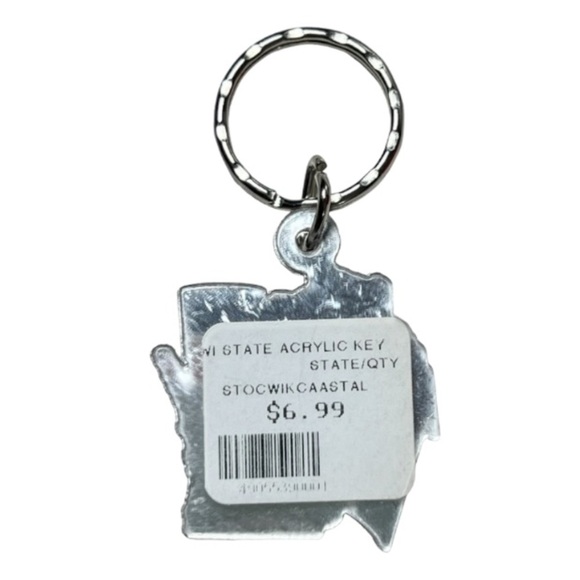 NWT Wisconsin State Red and White Acrylic Keychain - Picture 2 of 7